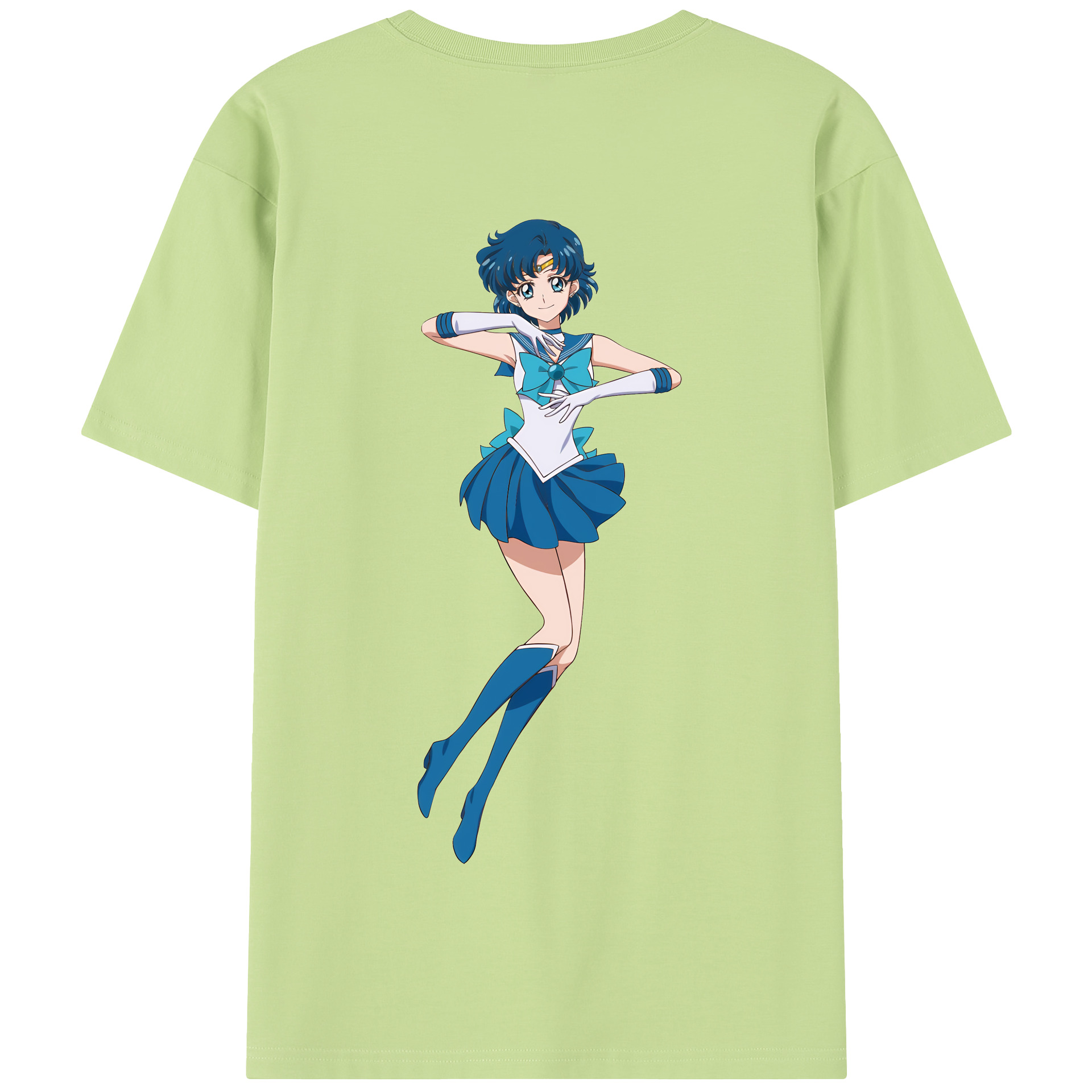 （画像用） 美少女戦士セーラームーン 水野 亜美 みずの あみ Sailor Moon Mizuno Ami 綿100％半袖Tシャツ（背面プリント）